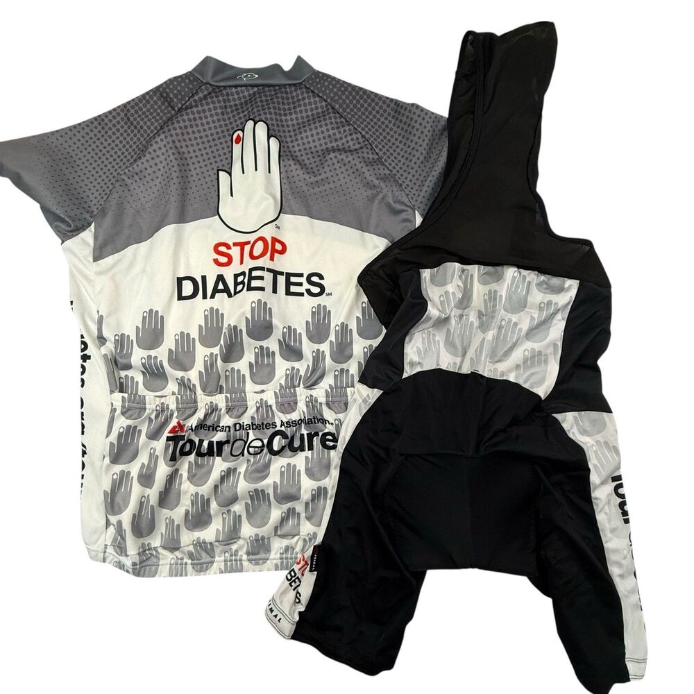 Primal Cycling Jersey Stop Diabetes E3 Chamois Padded XL Shorts Bib Short Sleeve